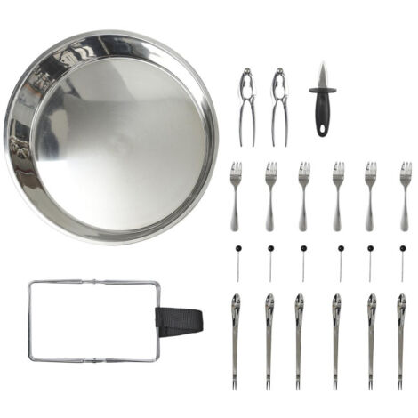 Plateau de Service Fruits de Mer "22 Accessoires" 40cm Argent