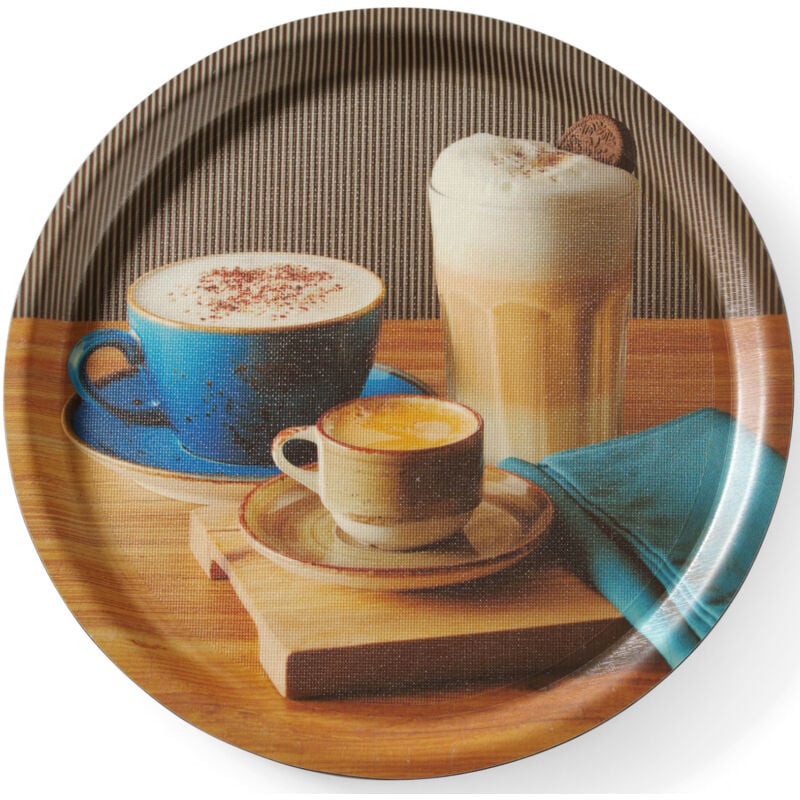 Plateau de service rond antidérapant avec impression, diamètre. 380 mm - Hendi 507971