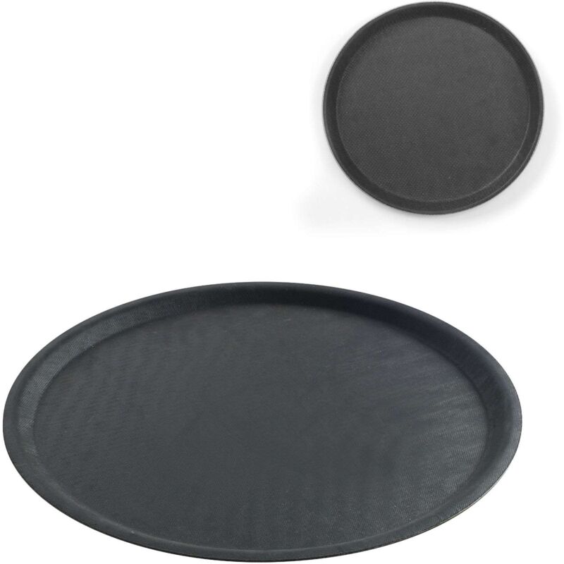 Hendi - Plateau de serveur antidérapant, rond, diamètre. 46 cm - noir