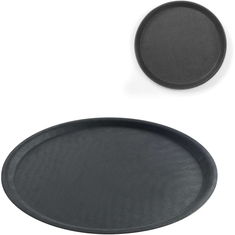 Hendi - Plateau de serveur antidérapant, rond, diamètre. 50cm noir 508787