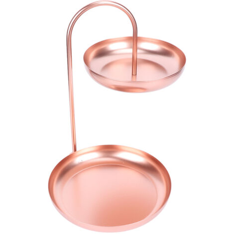 Plateau de Snacks Doré Rose à 2 Étages, Style Scandinave pour Salon, Bureau ou Fêtes - Grande Capacité