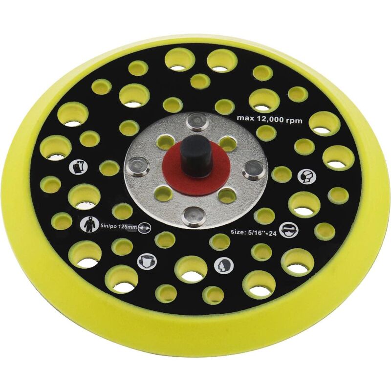 Plateau de Support 125mm 5 pouces Compatible avec Mirka Ceros/Deros 44 Trous 5/16 Fixation de Fil Ponceuse Crochet et Boucle Support Accessoires pour