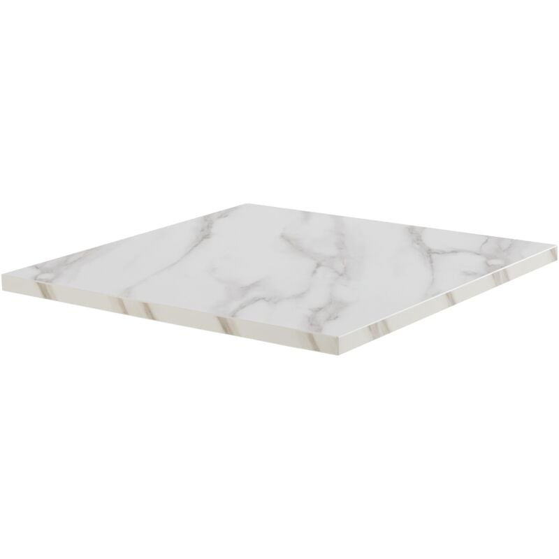 Oviala - Plateau de table carré stratifié 60 x 60 cm marbre blanc Rivoli