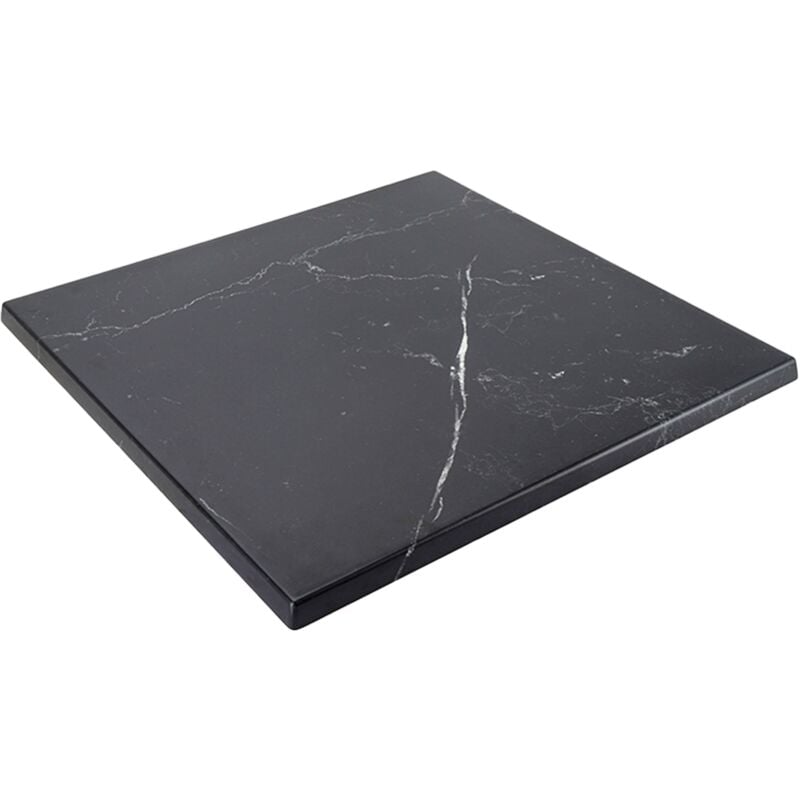 Plateau de table carré stratifié 60 x 60 cm marbre noir Haussmann