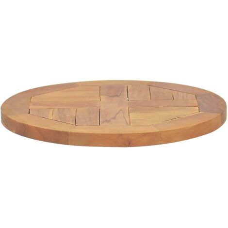 Plateau de table Design Moderne, Dessus de table de salle à manger, Bois de teck solide Rond 2,5 cm 40 cm OIB3262E