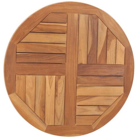 Plateau de table Design Moderne, Dessus de table de salle à manger, Bois de teck solide Rond 2,5 cm 70 cm OIB8105E