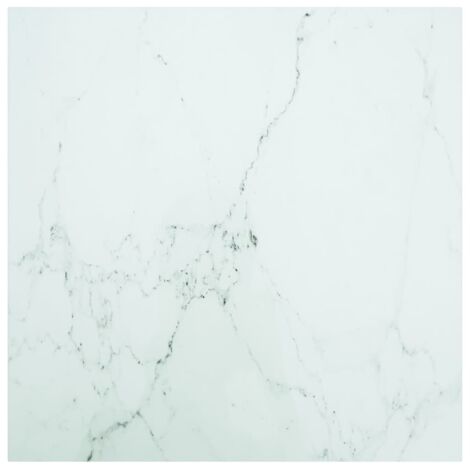 Plateau De Table Dessus de table  Blanc 80x80cm 6mm Verre trempé et design marbre 51312