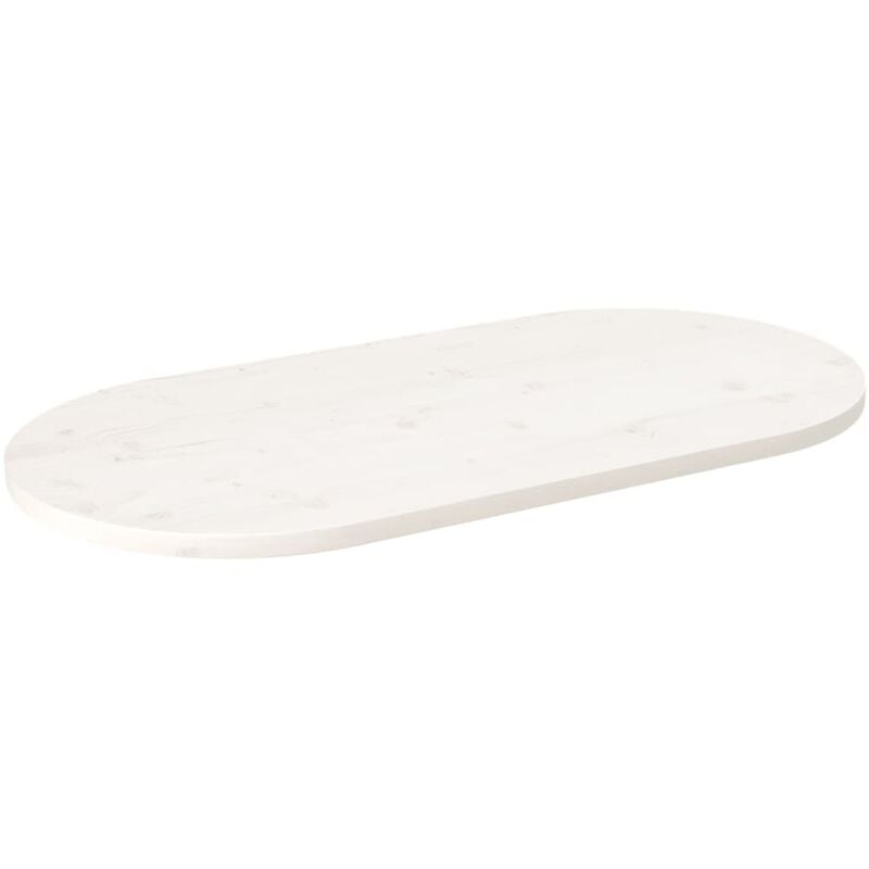 Plateau De Table Dessus de table Moderne blanc 100x50x2,5 cm bois de pin massif ovale 96186