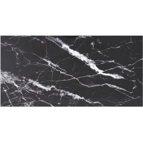 Plateau De Table Dessus de table  Noir 100x50cm 6mm Verre trempé et design marbre 61018