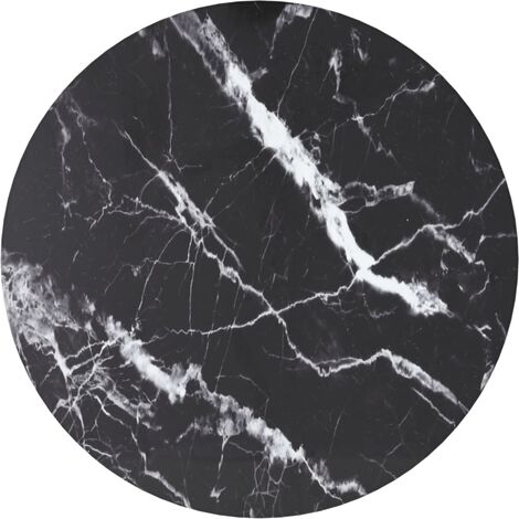 Plateau De Table Dessus de table  Noir Ø30x0,8 cm Verre trempé avec design marbre 72505