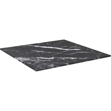 Plateau De Table Dessus de table  Noir 40x40 cm 6mm Verre trempé et design marbre 12042