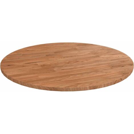 Plateau De Table Dessus de table  rond Marron clair Ø50x1,5 cm Bois chêne traité 41895
