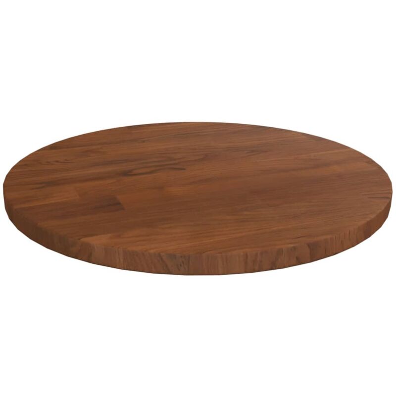 Plateau De Table Dessus de table rond Marron foncé Ø30x1,5cm Chêne massif traité 68601