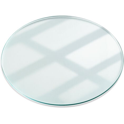 TULUP Plateau de table - Dessus ronde en verre trempé transparent – Ø fi80 cm – ESG