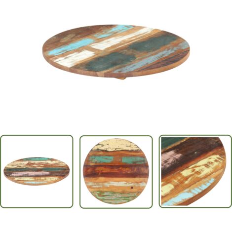 Plateau de table - Parfait pour Table à Manger, Cuisine ou Bureau rond 40 cm 25-27 mm Bois de récupération solide Chic-101364