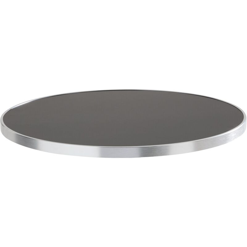 Plateau de table rond noir avec cerclage argent 60 cm Montmartre