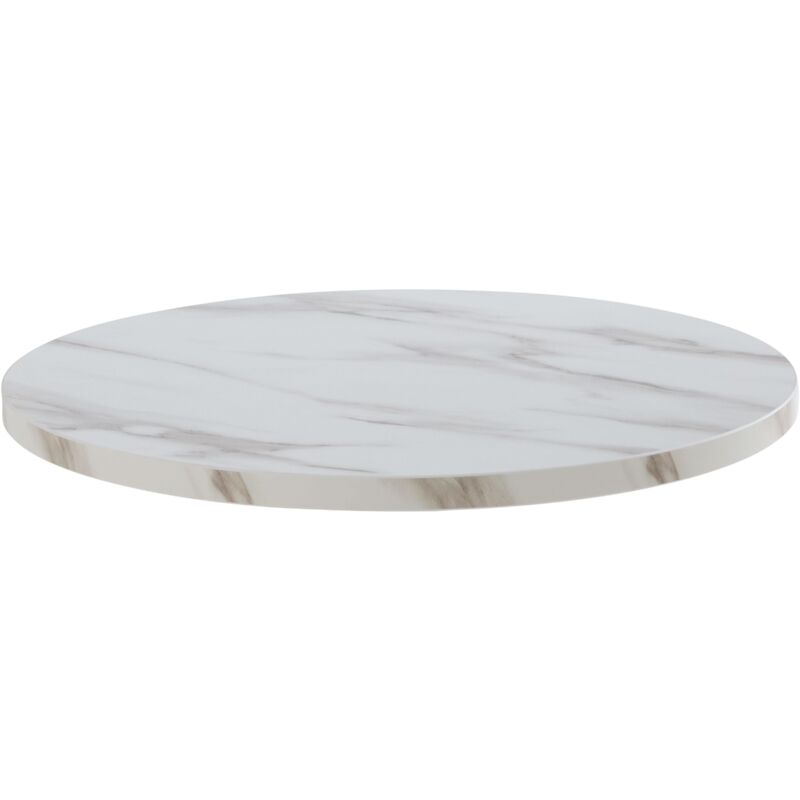Plateau de table rond en mélaminé 60 cm marbre blanc Rivoli