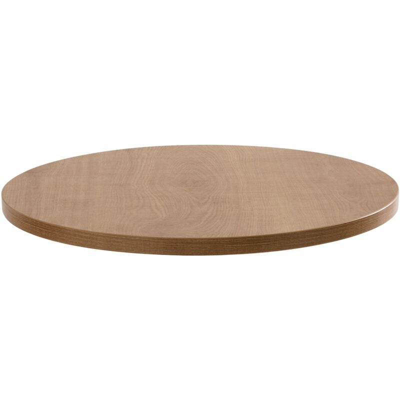 Oviala - Plateau de table rond en mélaminé 60 cm bois clair Rivoli