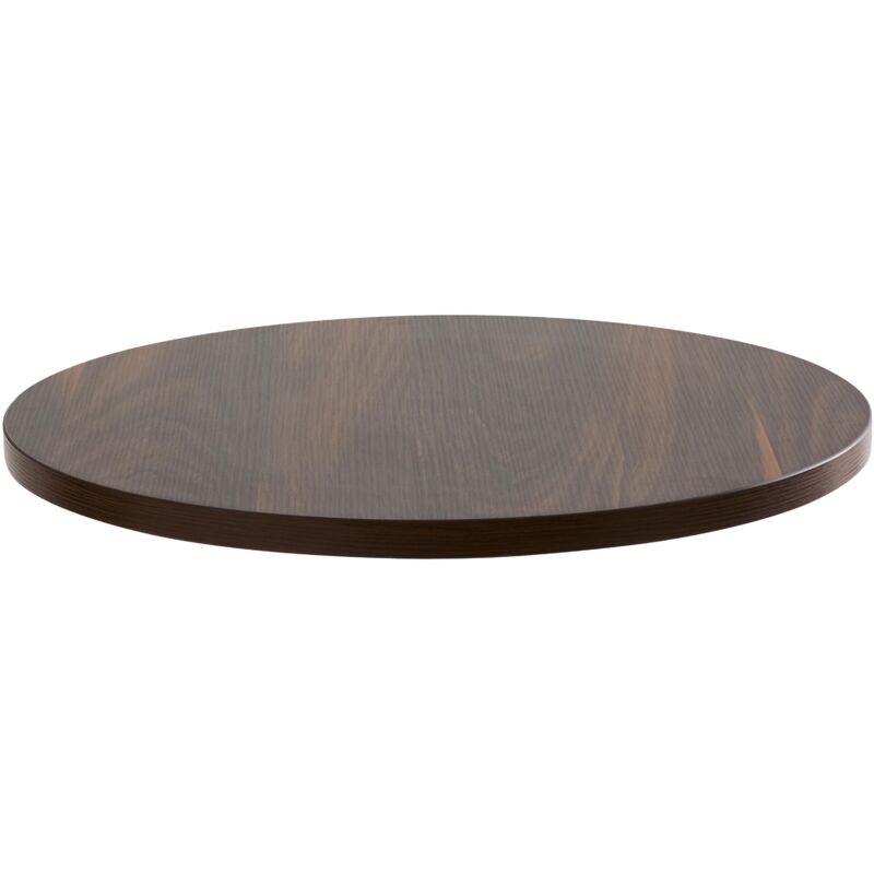 Oviala - Plateau de table rond en mélaminé 60 cm bois foncé Rivoli