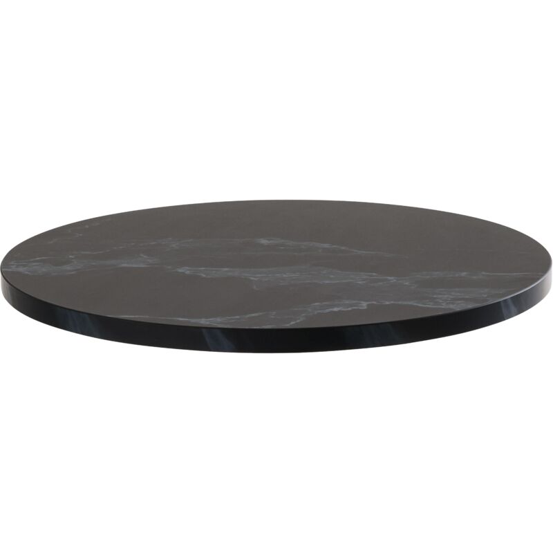 Oviala - Plateau de table rond en mélaminé 60 cm marbre noir Rivoli