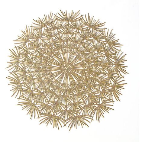 Plateau de table rond en PVC doré à motif pissenlit - 38 cm