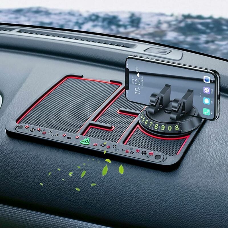 Plateau de tableau de bord de voiture, tapis antidérapant de voiture 4 en 1, support de téléphone