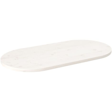 Plateau de table，Dessus de table，Plan de travail blanc 100x50x2,5 cm bois de pin massif ovale CFW58366