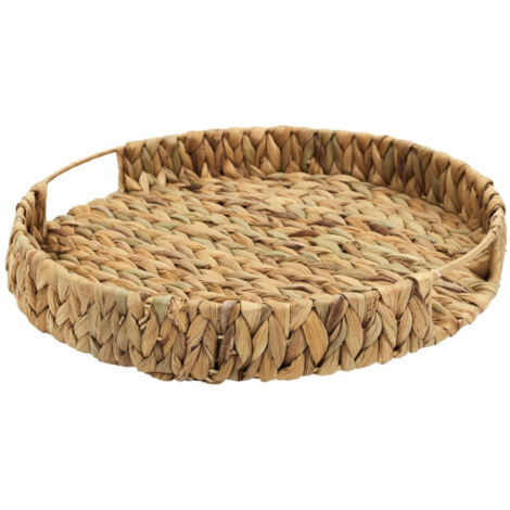 Plateau Déco en Bois "Tressage" 40cm Naturel