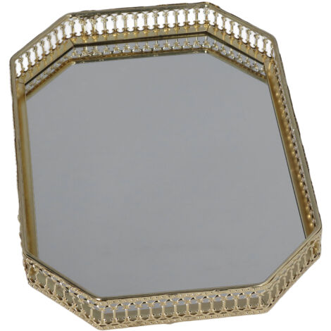 Plateau Décoratif Géométrique Miroir pour Salle de Bain, Style Moderne Plateau Miroir Américain