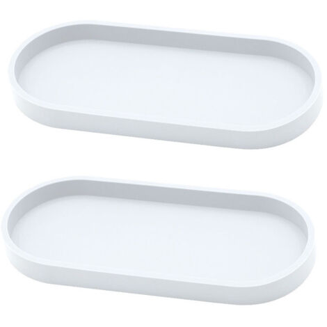 Plateau décoratif ovale, plateau de salle de bain, plateau de coiffeuse, 25112 cm (blanc, 2 pièces)