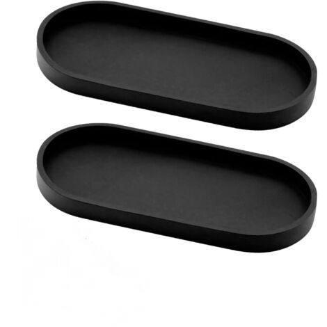Plateau décoratif ovale, plateau de salle de bain, plateau de coiffeuse, 25112 cm (noir, 2 pièces)