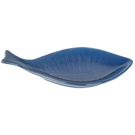 Plateau décoratif Poisson bleu pour la maison, céramique durable, design nautique, idéal pour la décoration intérieure.