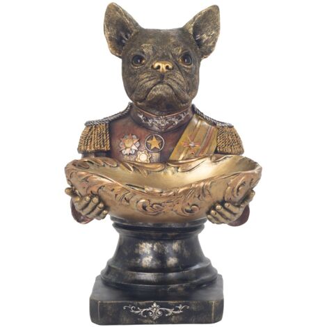Plateau décoratif pour chien en résine dorée, figurine moderne, cadeau pour la maison et le bureau