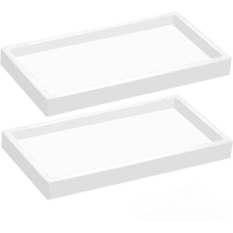 Plateau décoratif rectangulaire, plateau de salle de bain, plateau de coiffeuse, 20 x 10 cm (blanc, 2 pièces)