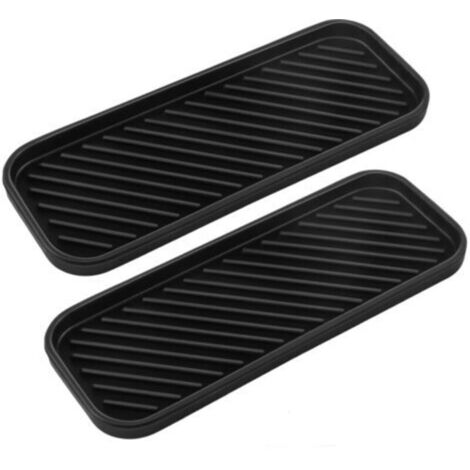 Plateau égouttoir en silicone pour rangement de savon de salle de bain, de tasses et de verres d'eau de cuisine - Lot de 2
