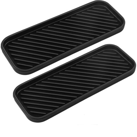 Plateau égouttoir en silicone pour rangement de savon de salle de bain, de tasses et de verres d'eau de cuisine - Lot de 2