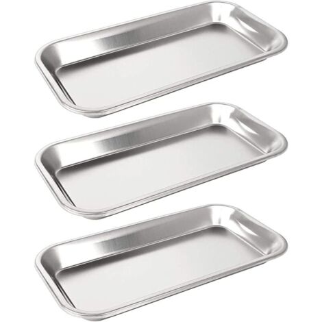 Plateau en acier inoxydable 3 pièces, plateau pour petits instruments, plateau chirurgical pour instruments de laboratoire, outils dentaires-LIAIKI