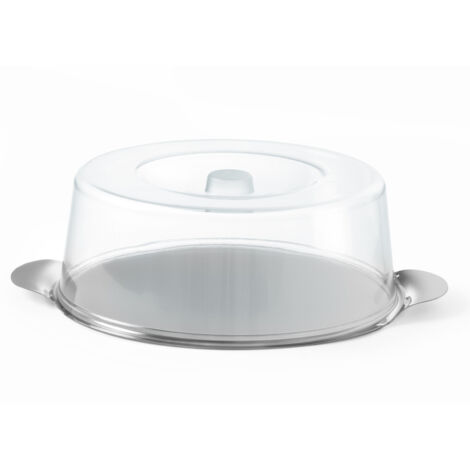 Plateau en acier inoxydable avec couvercle transparent, rond, diamètre 300 mm - Hendi 980101