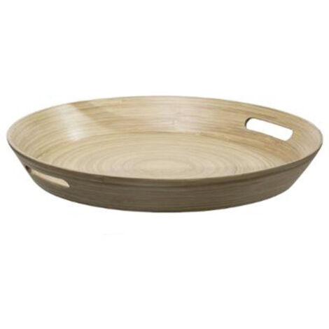 Plateau en Bambou Laqué Rond "Bicolore" 42cm Naturel