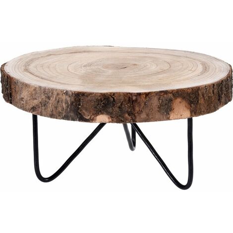 Plateau en bois sur pieds, tranche de bois, Ø 30 cm