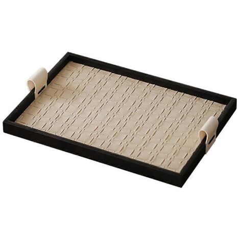 Plateau en cuir avec vide-porte-clés pour console d'entrée, plateau de rangement de bureau, B--