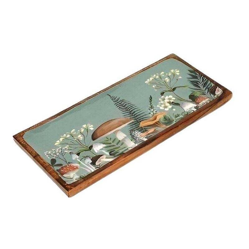 SIL - Plateau en manguier et émail Champignons