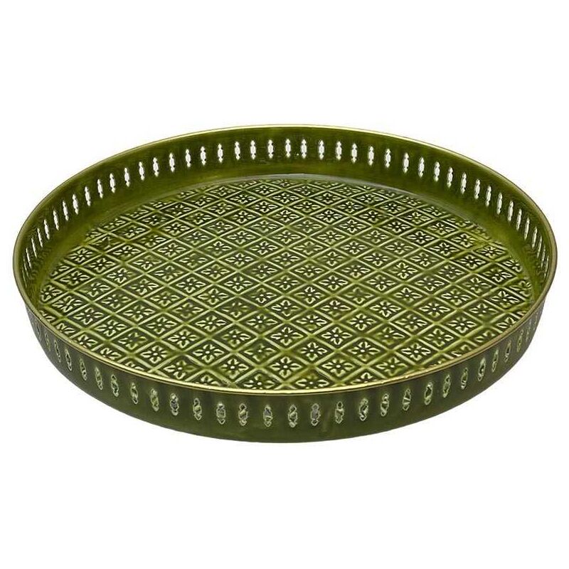 Plateau en métal avec trépied en bambou Jali 45 cm