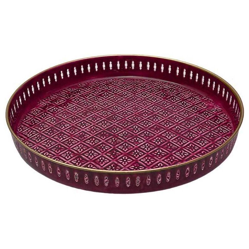 Plateau en métal Jali 60 cm Lie de vin