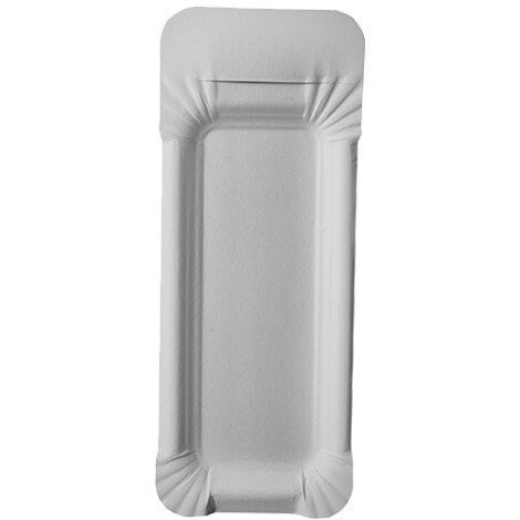 Plateau en papier blanc avec poignée 18+3 x 8 cm 25 pièces.