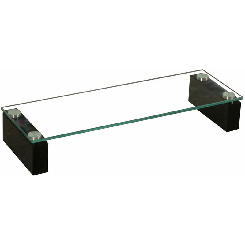 BHP - Table en verre Fixation tv écran élévation Support tv lowboard, verre trempé clair, mdf noir, LxH 60 x 10 cm B153147-4