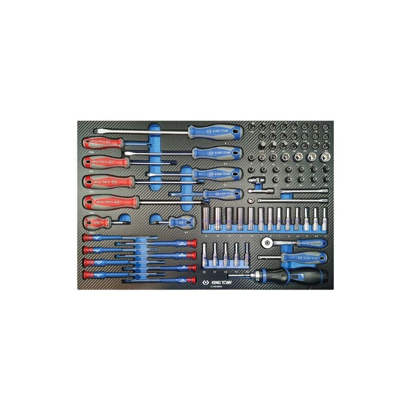 King Tony - Module mousse + pp 62 pièces 1/4 4-14mm 2235-2335-embouts+tournevis