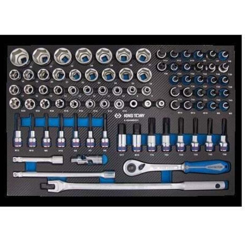 Module mousse + pp 84 pièces douilles 1/2 et accessoires - King Tony