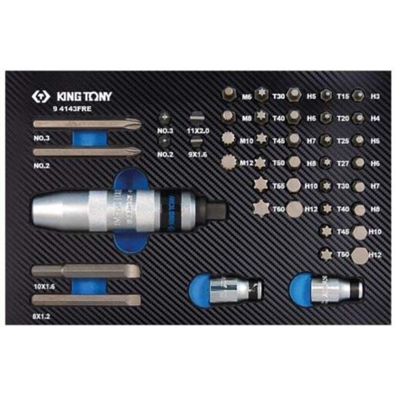 King Tony - Module mousse + pp 43 pièces Tournevis à frapper + embouts