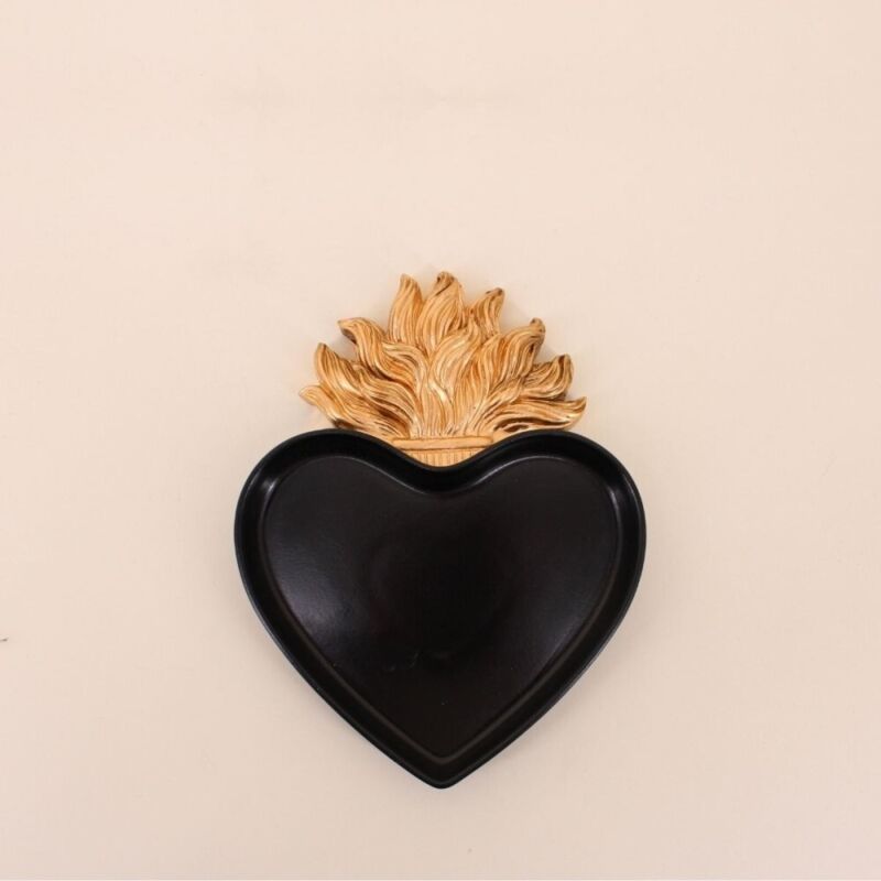 Plateau ex-voto coeur en résine 23x17cm